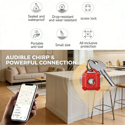 Red Apple AirTag Protective Case Waterproof TPU Cover Air Tag Tracker Loop Holder
