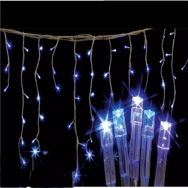 480 LED 14.5M Blue & White Solar Icicle Christmas Lights With 8 Functions