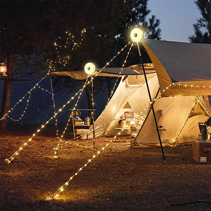 Solar 10m LED Camping String Lights Portable Stowable Retractable Fairy Lights