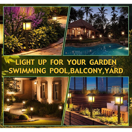 6PCS Garden Lights Lamp Post LED Solar Powered Walkway Outdoor Lantern Patio Pathway