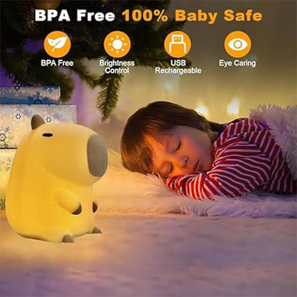 Capybara LED Night Light USB Rechargeable Silicone Lights Room Lamp Kids Gift