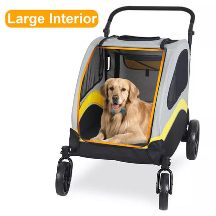 XXL Large Dog Stroller Outdoor Pet Jogger Stroller with Easily Walk in/Out Doors