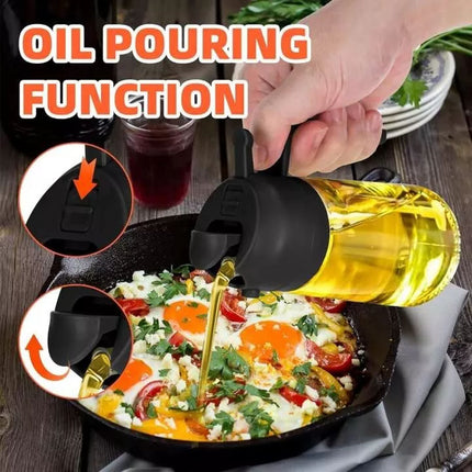 470ml Oil Sprayer & Dispenser – 2-in-1 Glass Bottle Cooking BBQ