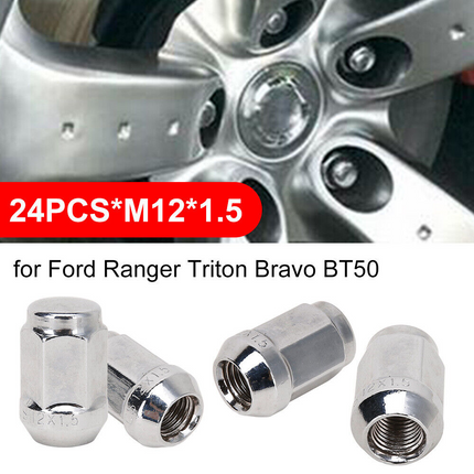 24x M12x1.5 Chrome Wheel Nuts For Ford Ranger Mitsubishi Triton Mazda Bravo Bt50