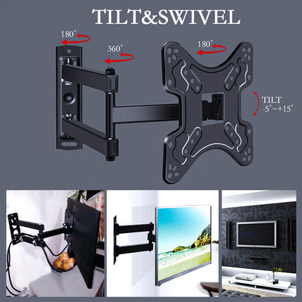 Full Motion TV Wall Mount Bracket Swivel Tilt 14 32 37 40 42 50 52 55 Inch LCD