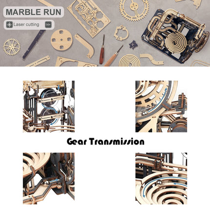 Jigsaw Night City 3D Wooden Puzzle Marble Run Mechanical Model Kits LGA01