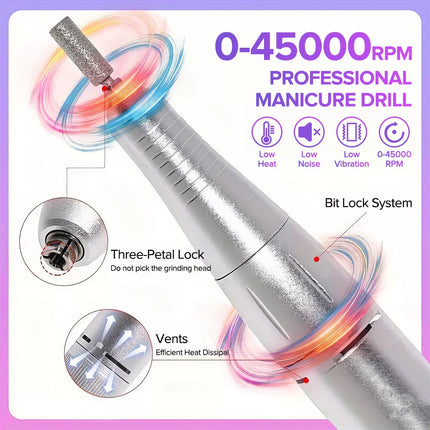 45000RPM Rechargeable Portable Nail Drill File Machine Manicure Pedicure Art