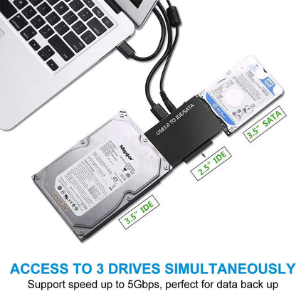 USB 3.0 to 3.5" 2.5''SATA IDE Hard Drive External Adapter Cable Kit Converter