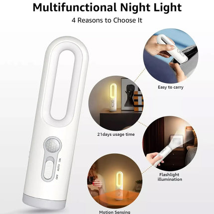 Motion Sensor LED Night Light Rechargeable Flashlight Emergency Camping Lights