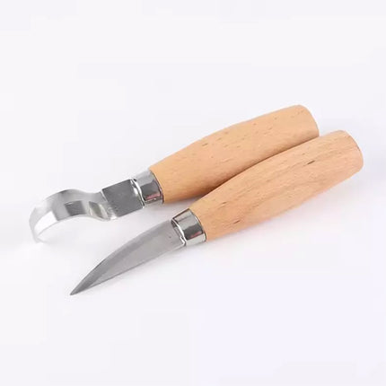 2pcs Wood Carving Knives Set for Spoon Carving Tools Hook Knife Professional