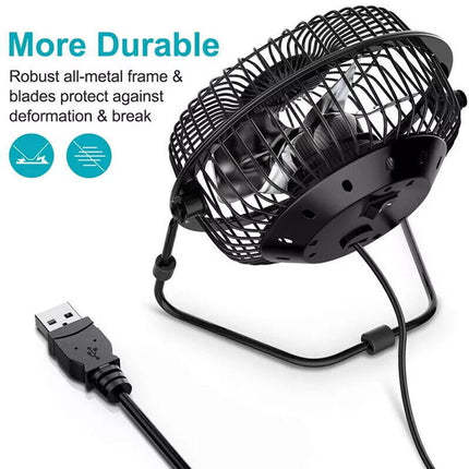 8Inch Portable USB Table Fan Mini USB Desk Fan Small Quiet Personal Cooler