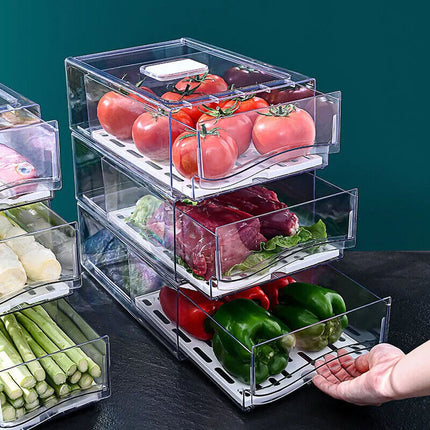 Fridge Storage Box Organizer Food Container Kitchen Clear Drawer Ins Style (14cm)