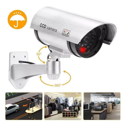 2PCS Power Dummy Fake Security CCTV Camera Flash LED Light Outdoor Surveillance