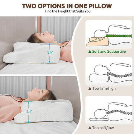 Orthopedic Memory Foam Pillow for Neck Head Shoulder & Back Pain Relief Support