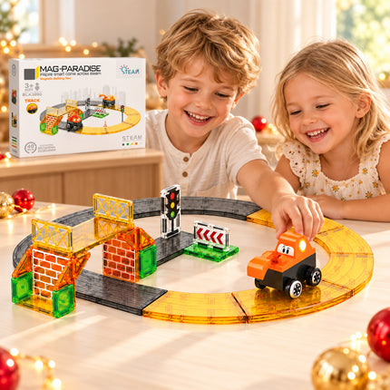 40 Pcs Magnetic Construction Track Tiles Building Set Vehicle Christmas Gift Toy