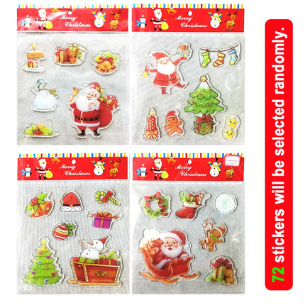 12 Pack Reusable Christmas Gel Window Clings Jelly Stickers Santa Xmas Decorations