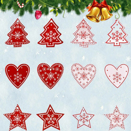 96PCS Christmas Wooden Tree Hanging Pendant Ornament Xmas Decoration Gift
