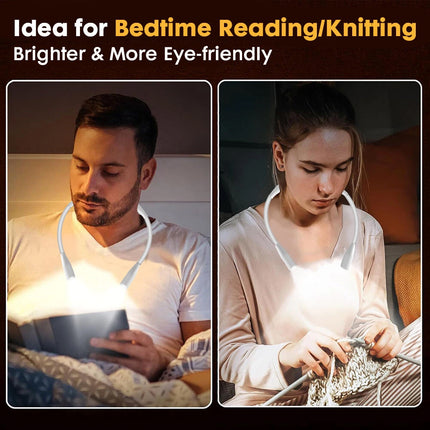 LED Neck Reading Light Flexible USB Rechargeable Hands Free Bed Night Book Lamp