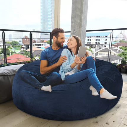 180x90cm Extra Large Bean Bag Chair Cover Couch Sofa Cover Indoor Lazy Lounger, No Filler Navy XL