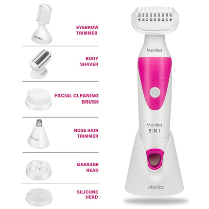 6-in-1 Cordless Lady Shaver, Electric Shaver for Woman Face/Leg/Underarm