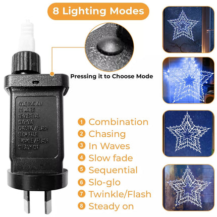 100Led White/Blue Star Silhouett Chasing Lights With 8 Functions & Memory
