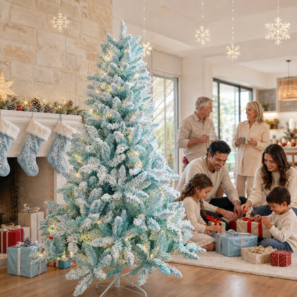 180cm Ice Blue Artificial Christmas Tree 240 LEDs Lighted Spruce Indoor Modern Decor PET