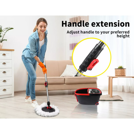 Spinning Mop Stainless Steel Bucket Easy Clean 2 Free Spin Mop Heads Wheel