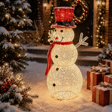 120cm Christmas Snowman LED Light Up Decor Warm White Holiday Outdoor Indoor