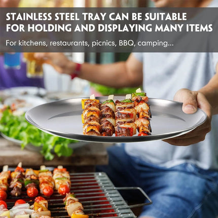 2X Stainless Steel Pizza Pan 30cm Round Pizza Tray Pizza Baking Sheet Easy Clean