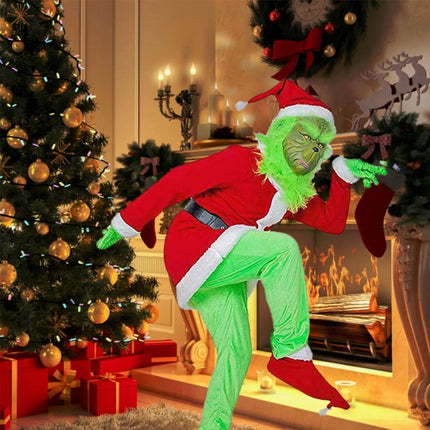 Grinch Costume Cosplay Green Monster Costume Furry Xmas Santa Full Set Outfit