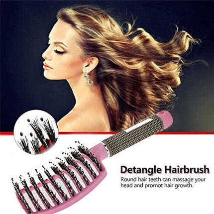 Women Detangling Nylon Bristle Brush Detangle Hairbrush Head Scalp Massage Comb Gold