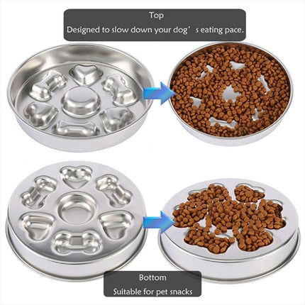 Slow Feeder Dog Bowls 304 Stainless Steel Metal Dog Food Bowl Non-Slip Base