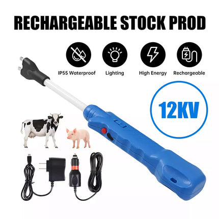 Cattle Prodder Stock Prod 12000V Rechargeable Electric Shock Livestock Pig Farm