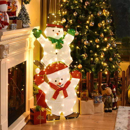 1.4M Christmas Lighted Double Snowman Decor Xmas Home Outdoor Yard Garden Sign