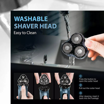 3 Rotary Head Cordless Electric Shaver Razor Pop-Up Trimmer Men's Facial