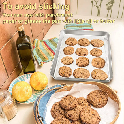 2Pack Stainless Steel Baking Tray Set Non-Stick Sheet Oven Bakeware Plate BBQ 40*30*2.5cm