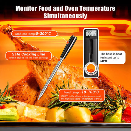 Bluetooth Wireless Meat Thermometer Temp Gauge BBQ Grill Rechageable IP67 Food