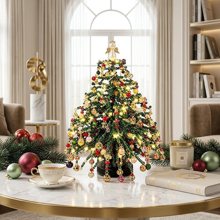 DIY Beaded Christmas Tree Kit Handmade Holiday Decor Colorful Beads Light-Up Xmas Tree Gift