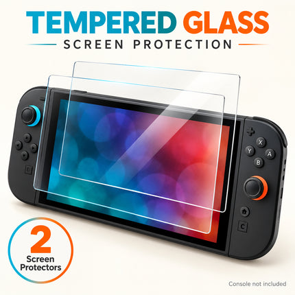 Nintendo Switch 2 Accessories Kit Carry Case Clear Protective Case Tempered Glass Stand & Grips