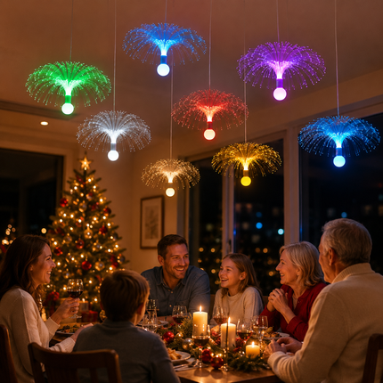 7 Colour Auto Cycle Fibre Optic Firework Effect Hanging Christmas Lights Decor