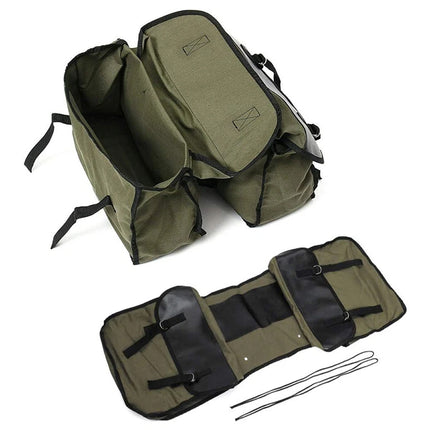 PU Motorcycle Side Saddle Bags Mountain Bike Rear Saddlebags Pannier Storage Bag  (Army green)