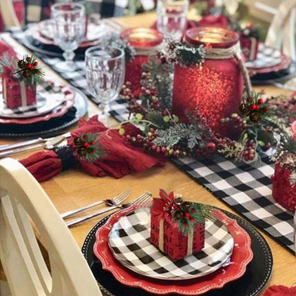 40Pc Artificial Christmas Berry Pine Branch Cone Holly Flower Pick XMAS Decor