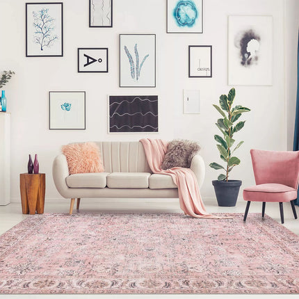120x170CM  Deal Extra Large Rug Pink Runner Distressed Retro Washable Soft Carpet