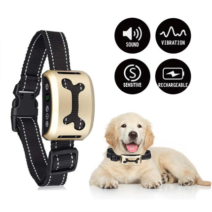 Dog Bark Collar Rechargeable Smart Anti Barking Training Collar for Dogs Gold
