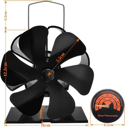 6 Blade Cocoon Fan For Wood Log Burner Stove Fireplace Quiet Low Noise Heat Fire