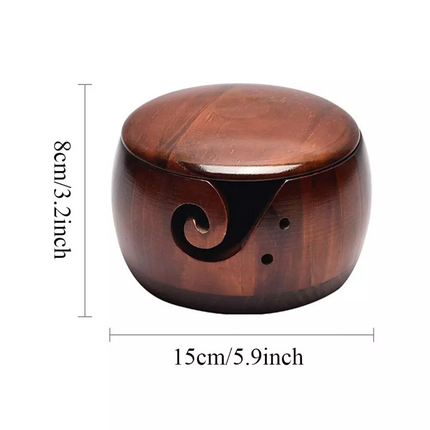 Wooden Yarn Bowl Hand Made Wool Storage For Knitting Crochet Yarn Holder