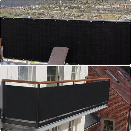 Balcony Privacy Screen Fence Mesh 5M For Balcony Windscreen Sun Shade UV-Proof (Black)