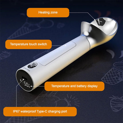 Rechargeable Heated Scoop Electric Preheat Scooper for Hard Ice Cream