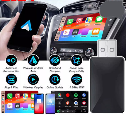 2in1 Wired to Wireless Carplay Adapter Android Auto Connect Box Apple USB Dongle