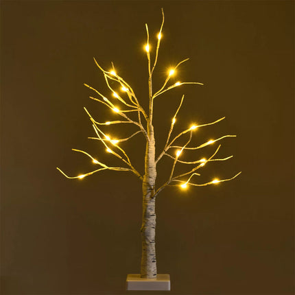 60cm Christmas Birch Twig Tree Tabletop Tree 24 Warm White LED Light Home Decor